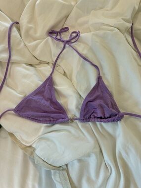 Lurex Triangle Bikini Top in Lavender - Women Swim Bikinis